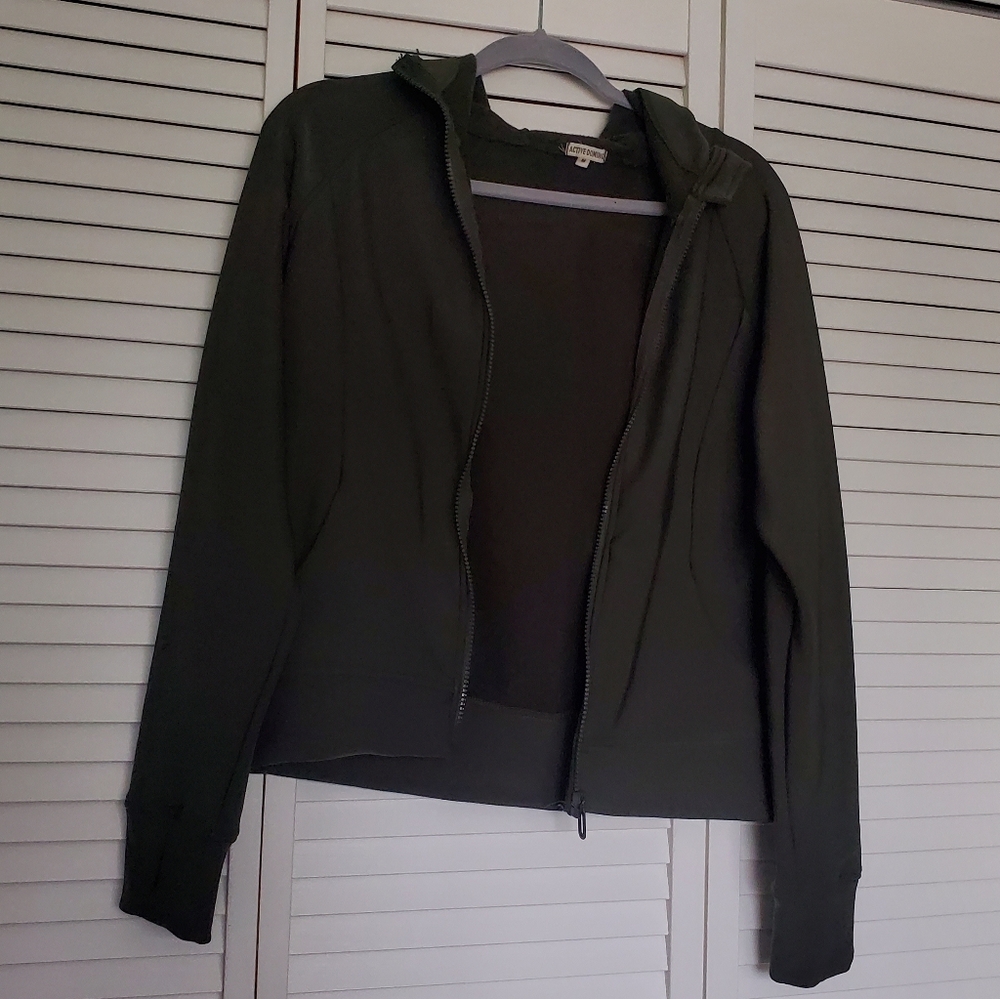 Olive Green Zip-Up Hoodie